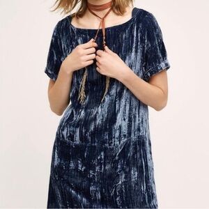 Anthropologie Crinkled Velvet Dress by Floreat